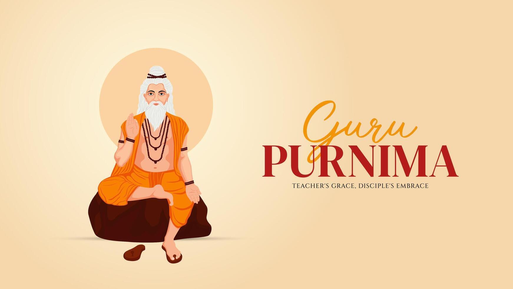 Guru Purnima festival of India teachers gurus give blesses to his shishya Social media post vector