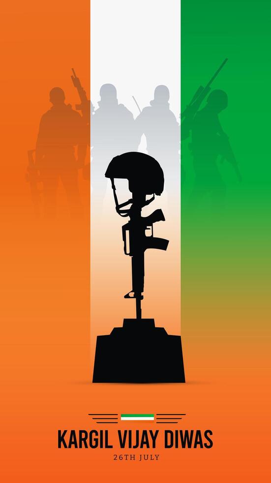 26th July Kargil Vijay Diwas Design Concept With Indian Flag And Army Social Media Post vector