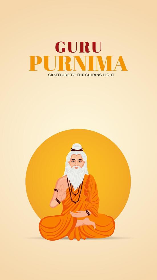 Guru Purnima festival of India teachers gurus give blesses to his shishya Social media post vector