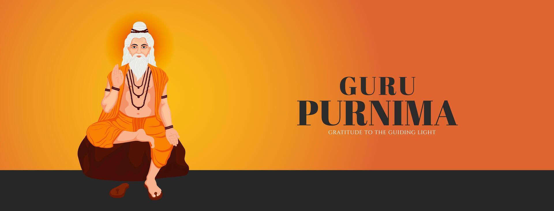 Guru Purnima festival of India teachers gurus give blesses to his shishya Social media post vector