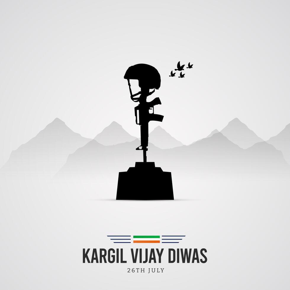 26th July Kargil Vijay Diwas Design Concept With Indian Flag And Army Social Media Post vector