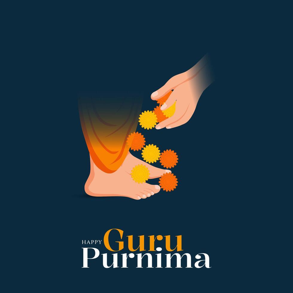 Guru Purnima festival of India teachers gurus give blesses to his shishya Social media post vector