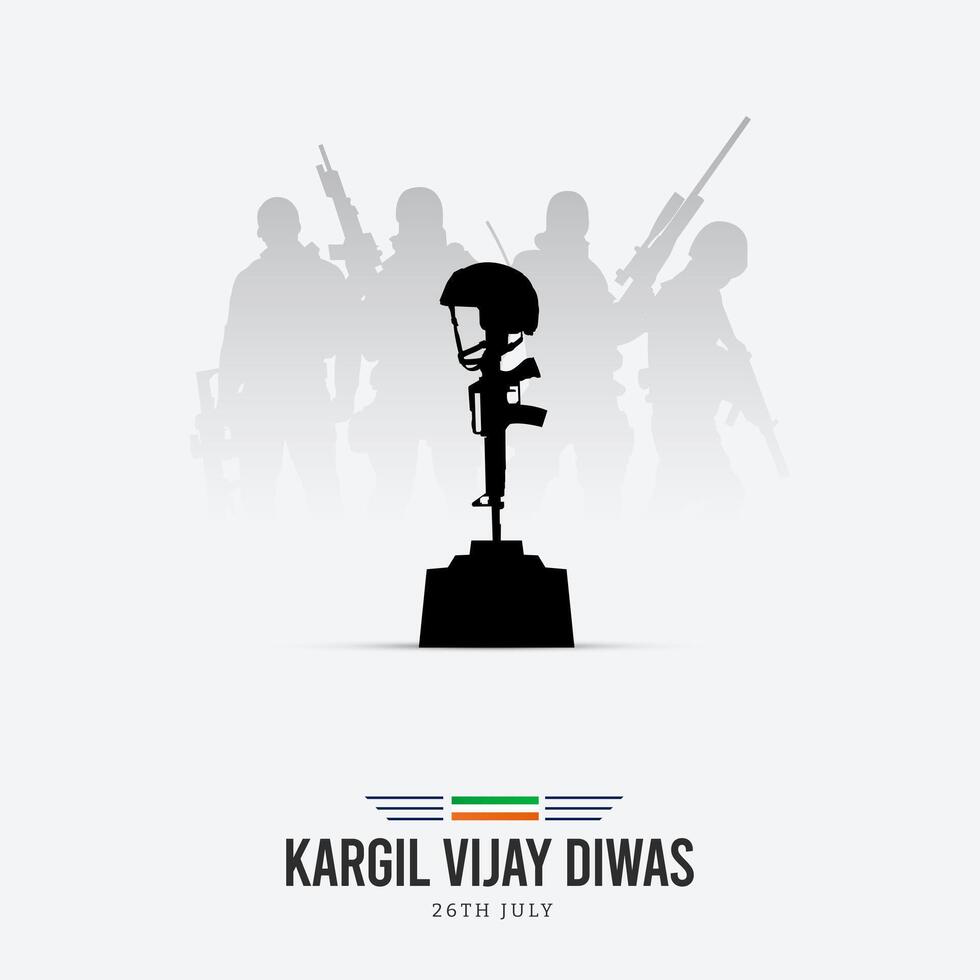 26th July Kargil Vijay Diwas Design Concept With Indian Flag And Army Social Media Post vector