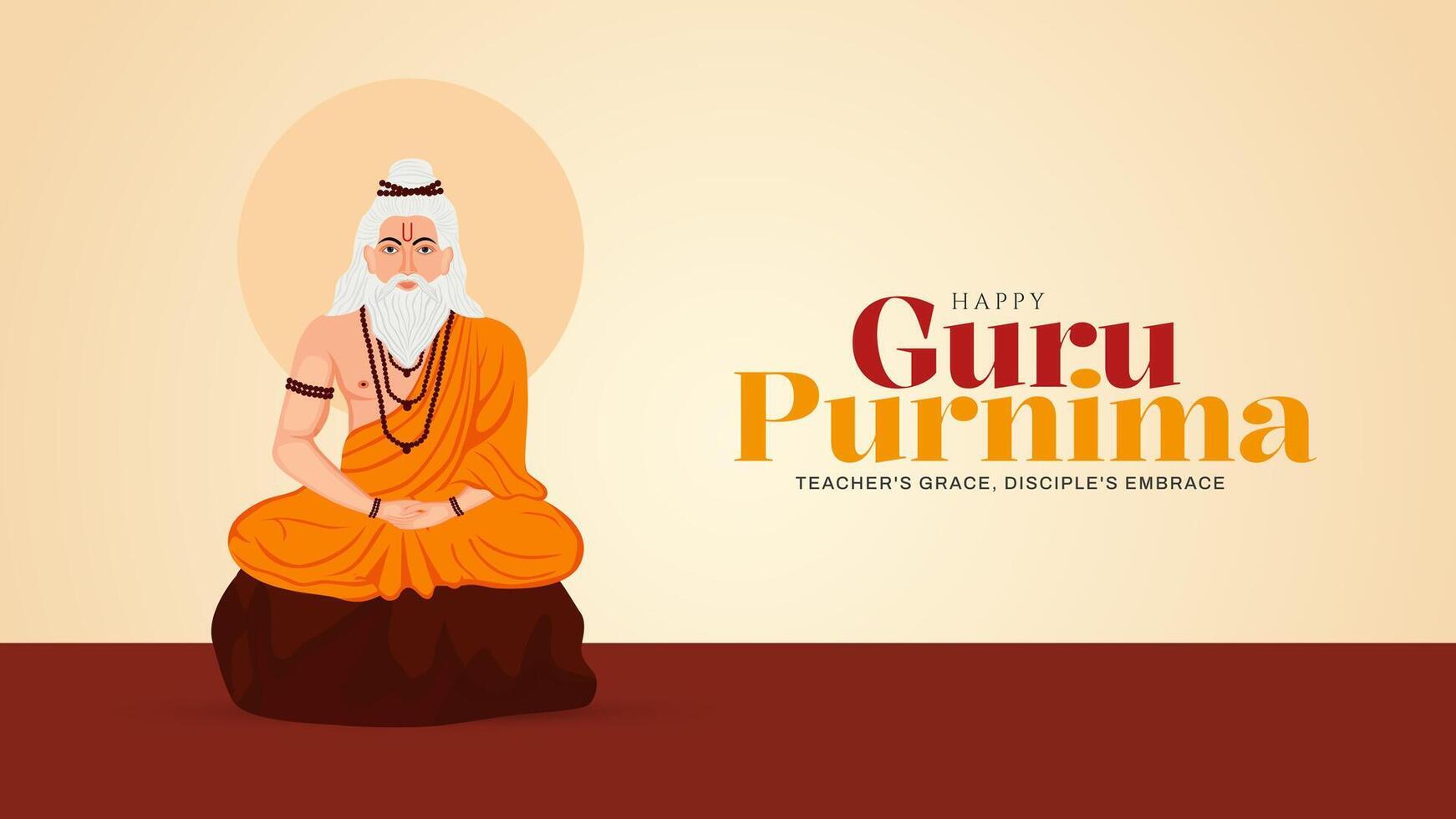 Guru Purnima festival of India teachers gurus give blesses to his shishya Social media post vector
