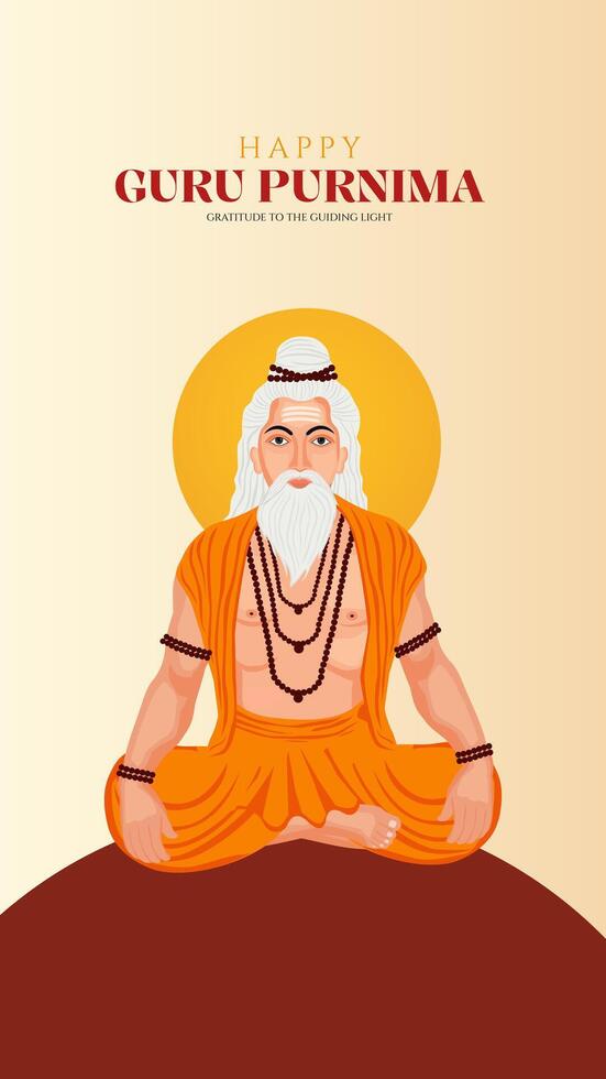 Guru Purnima festival of India teachers gurus give blesses to his shishya Social media post vector