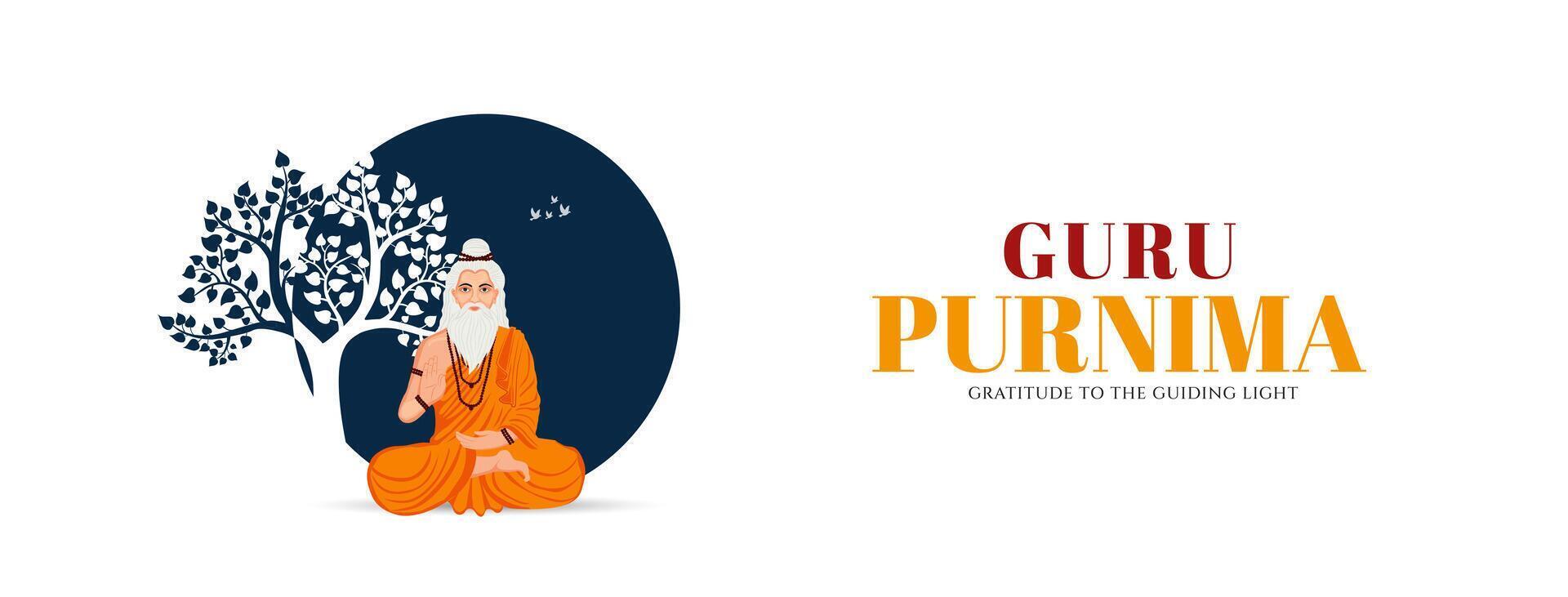 Guru Purnima festival of India teachers gurus give blesses to his shishya Social media post vector