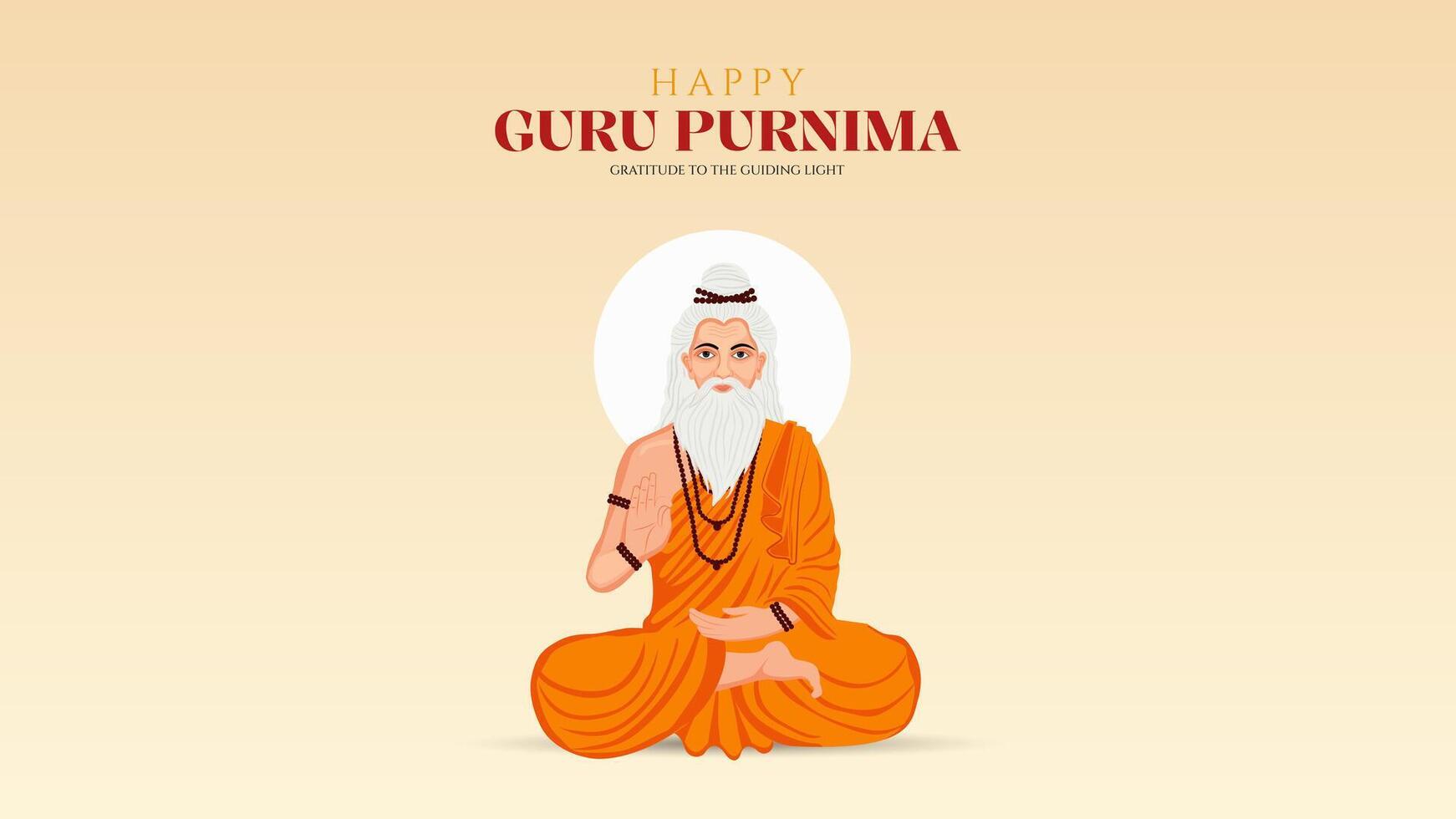 Guru Purnima festival of India teachers gurus give blesses to his shishya Social media post vector