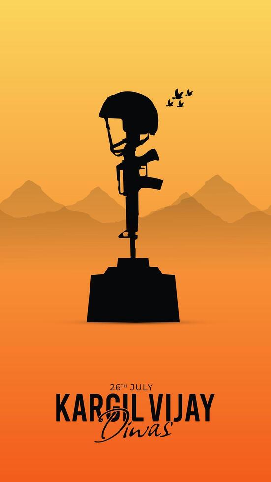 26th July Kargil Vijay Diwas Design Concept With Indian Flag And Army Social Media Post vector