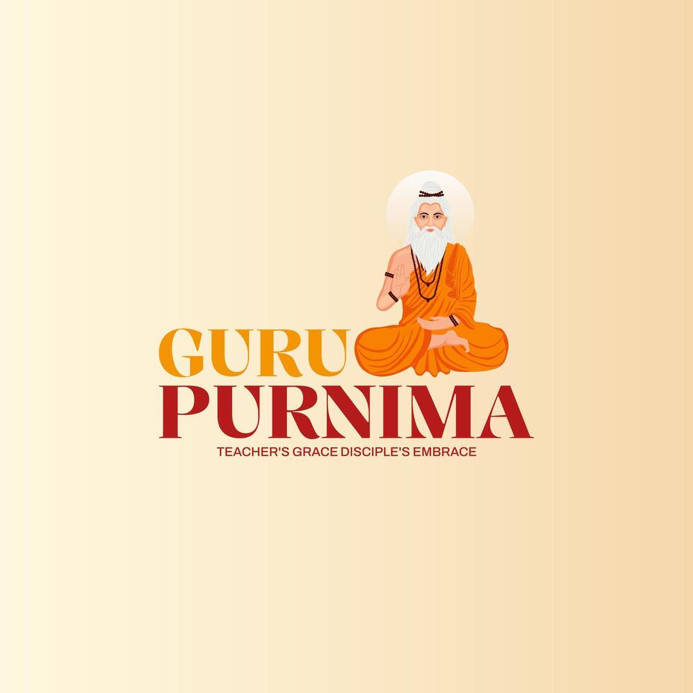 Guru Purnima festival of India teachers gurus give blesses to his shishya Social media post vector