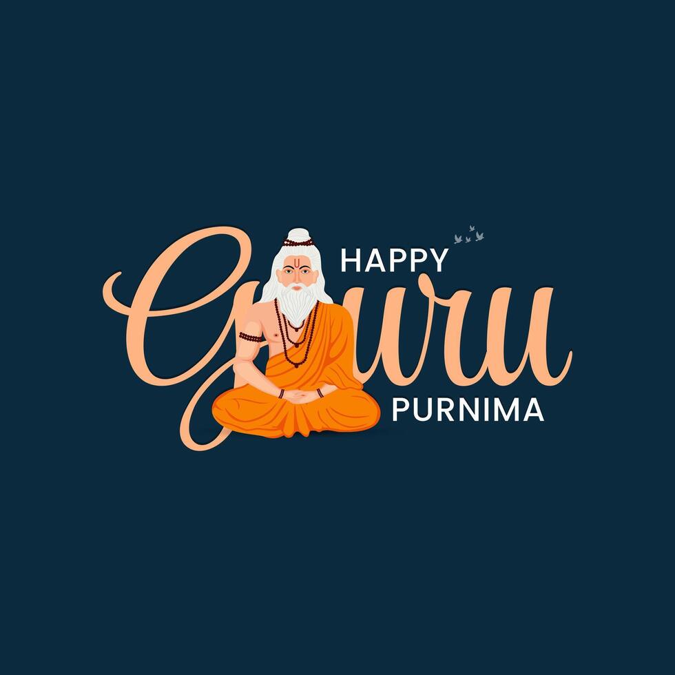 Guru Purnima festival of India teachers gurus give blesses to his shishya Social media post vector