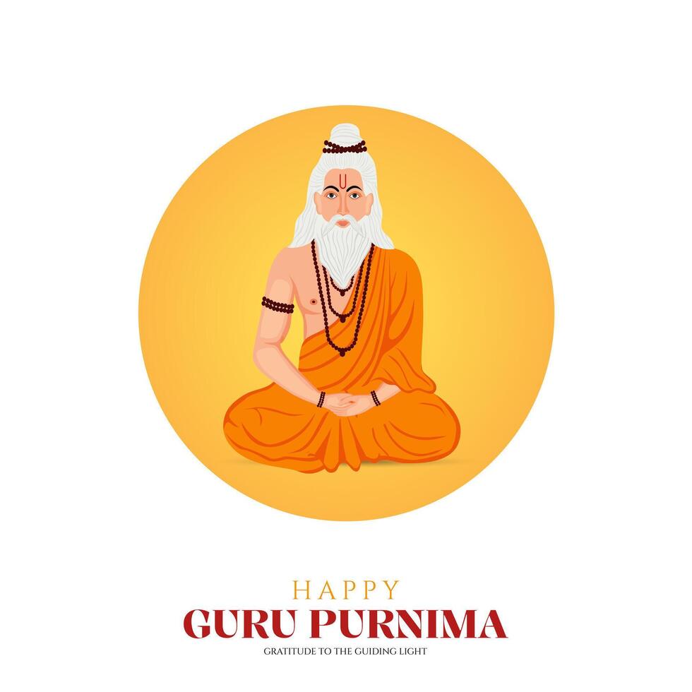 Guru Purnima festival of India teachers gurus give blesses to his shishya Social media post vector