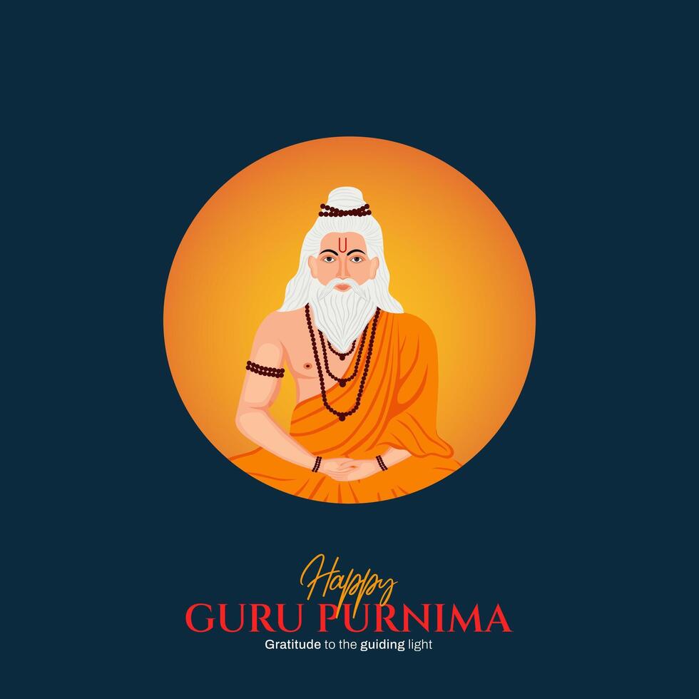 Guru Purnima festival of India teachers gurus give blesses to his shishya Social media post vector
