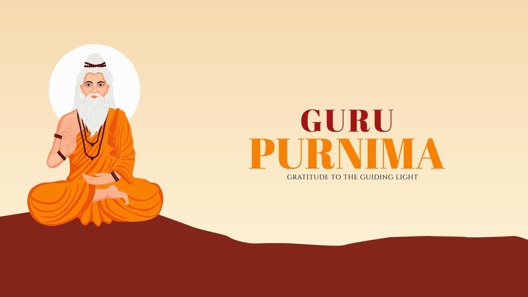 Guru Purnima festival of India teachers gurus give blesses to his shishya Social media post vector