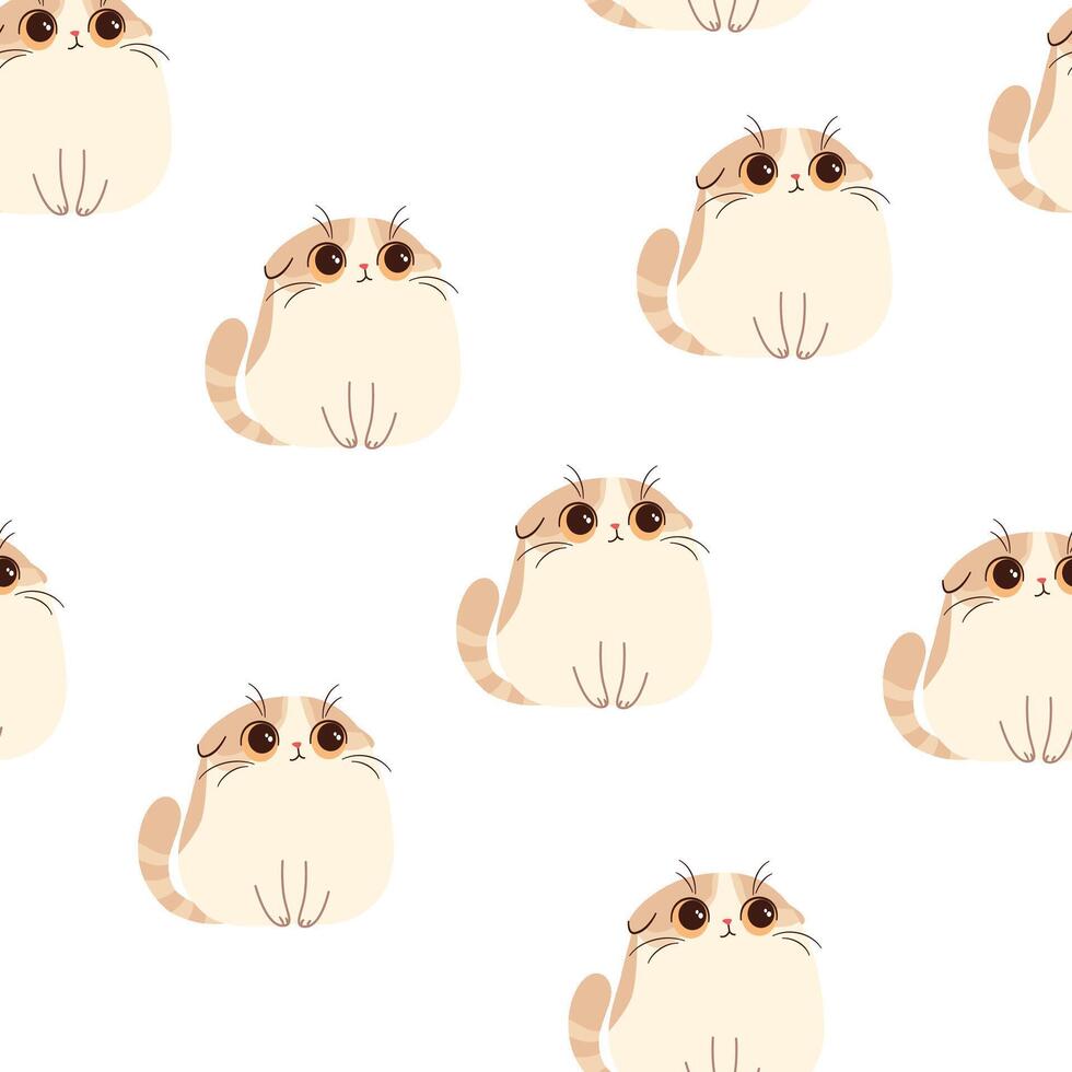 Seamless pattern in cartoon style. Cute lop-eared kitten of British breed. vector