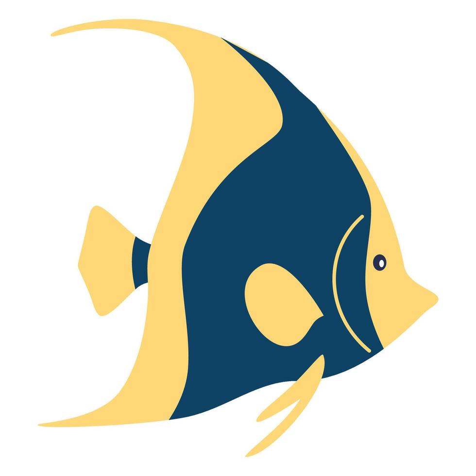 Cute butterfly fish on white background. Flat illustration in children's style vector