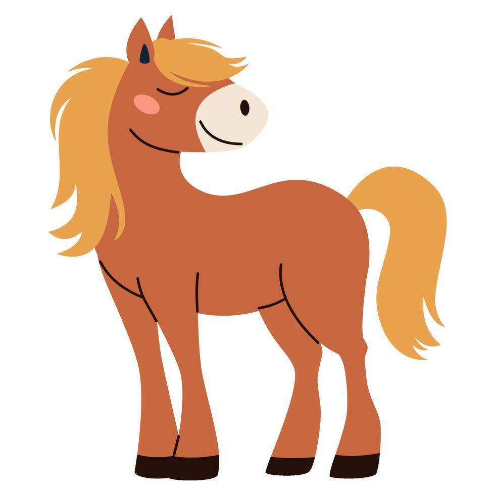 Flat illustration. Farm animals, cute nester horse on white background vector
