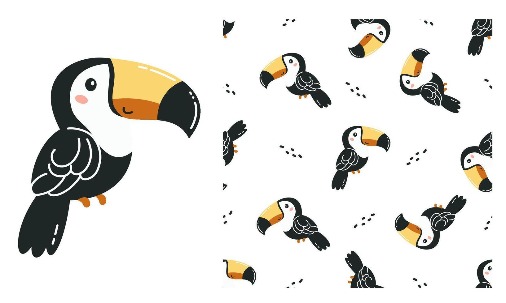 set for printing on children's products. Cute toucan on white background vector