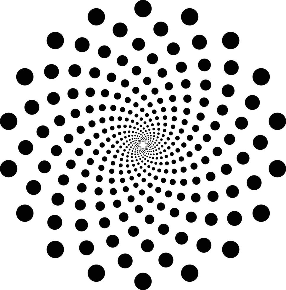 Circle dotted pattern spiral flower isolated on white background illustration vector