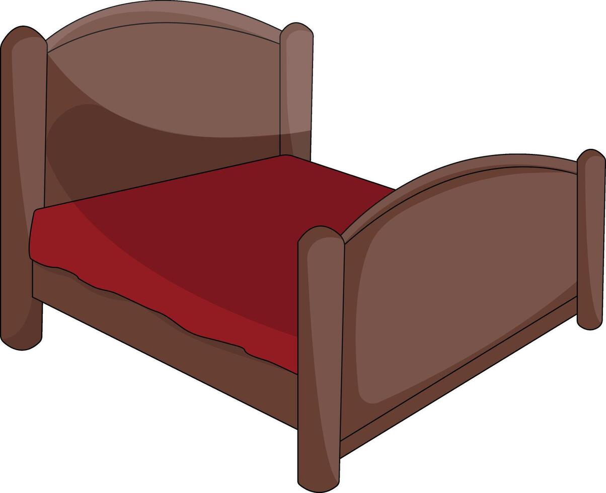 Bed isolated on white background cartoon style illustration vector