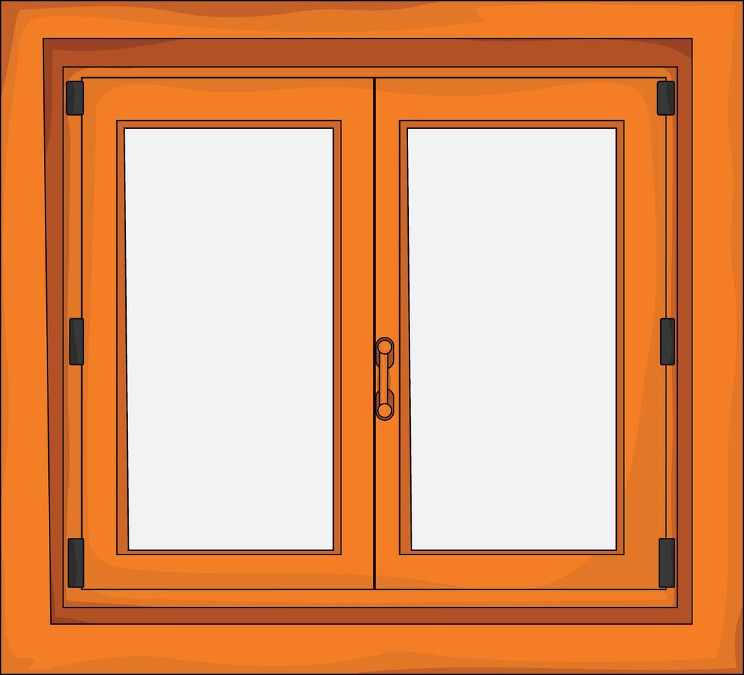 Wooden window isolated on white background realistic illustration vector
