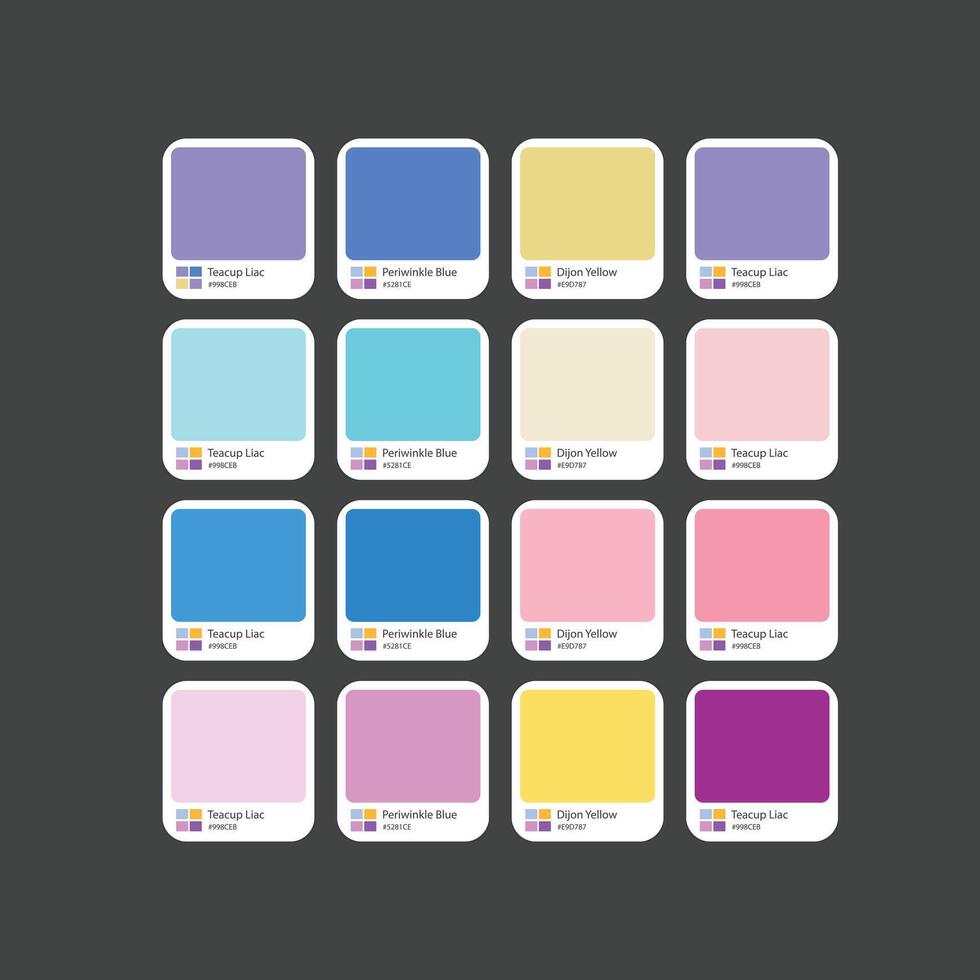 Soft color combination for UIUX design with numeric color code vector
