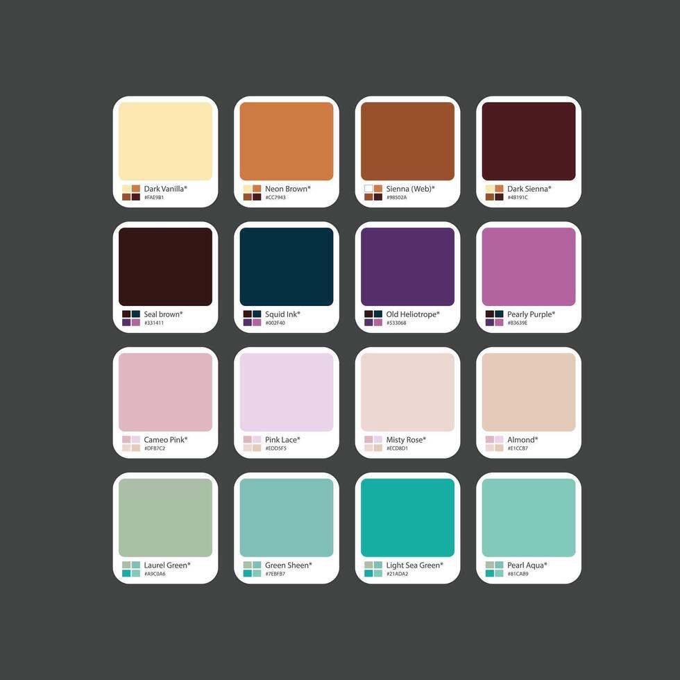 RGB soft vibrant color palette for UIUX design with hex vector