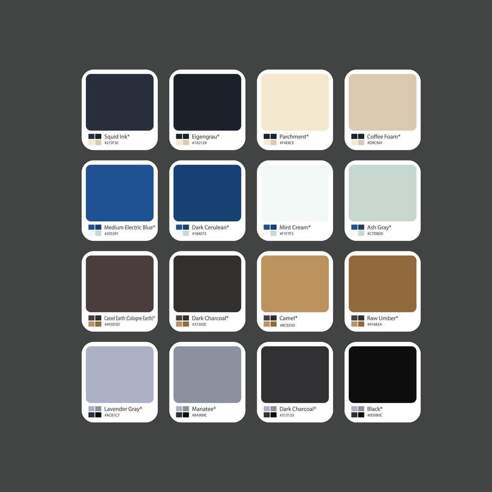 Soft dark RGB color combination with hex code vector
