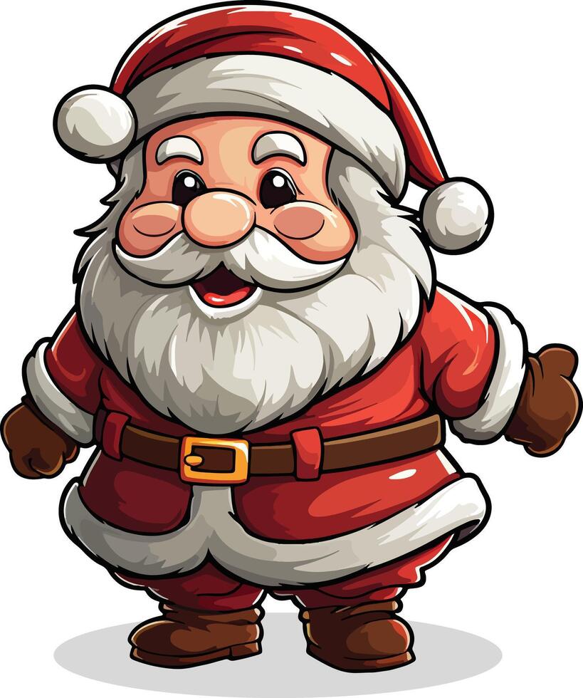 Santa claus isolated on white background cartoon style funny illustration vector