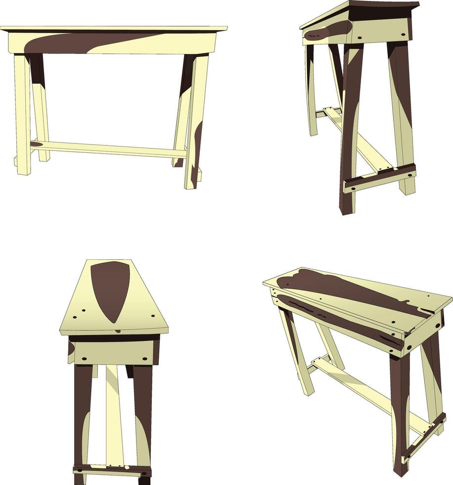 School bench isolated on white background realistic illustrations vector