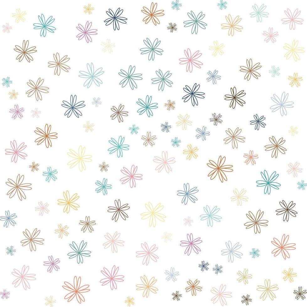 Pattern of seamless cute asterisk flower isolated on white background multi-color illustration vector