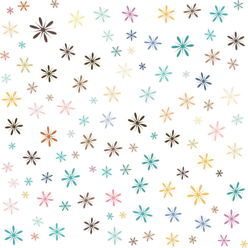 Pattern with multicolor asterisk star flower isolated on white background illustration vector
