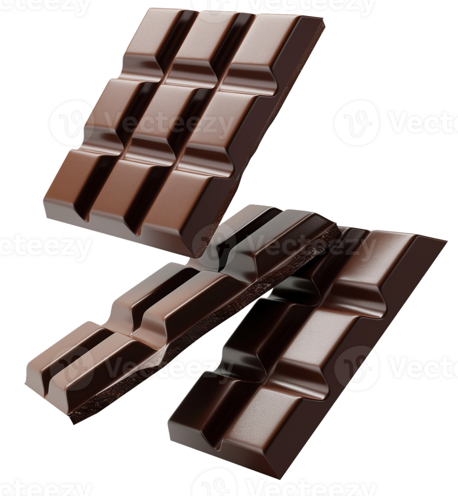 Dark chocolate bars in the air - Chocolate isolated on a transparent background png