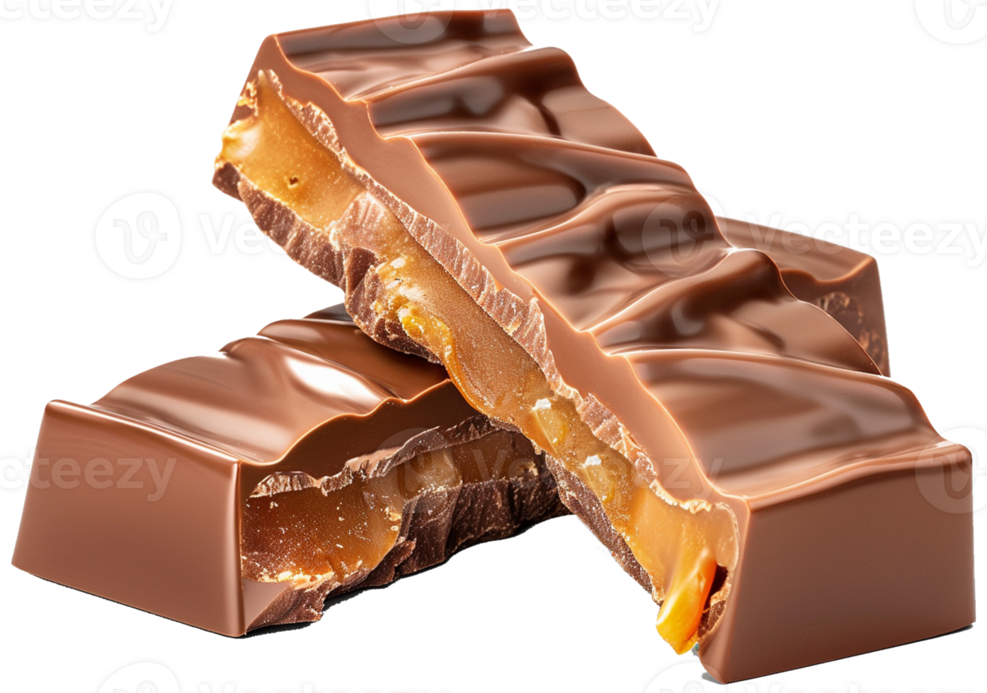 Two half broken sweet chocolate bar - Chocolate isolated on a transparent background png