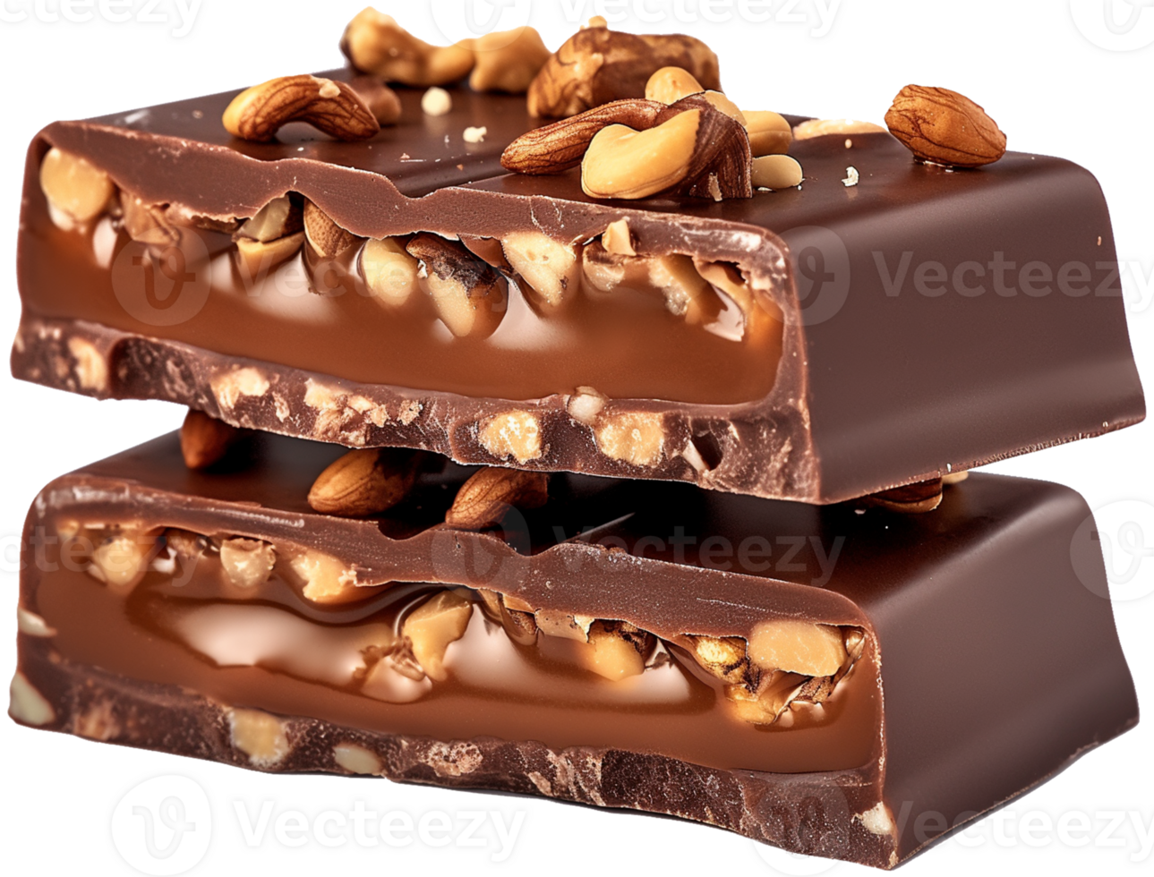 A chocolate bar is broken into two halves - Chocolate isolated on a transparent background png