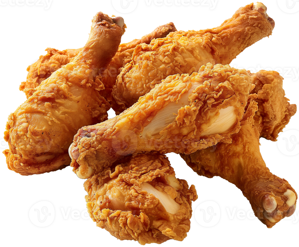 Fried chicken Leg illustration - A group of delicious chicken legs isolated on a transparent background png