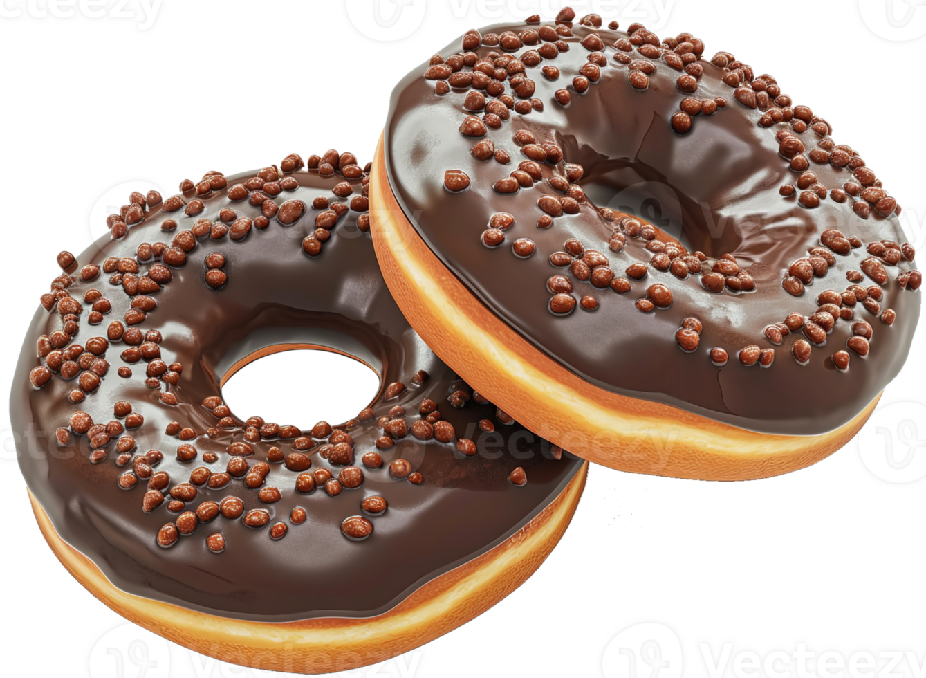 Two chocolate donuts - Chocolate isolated on a transparent background png