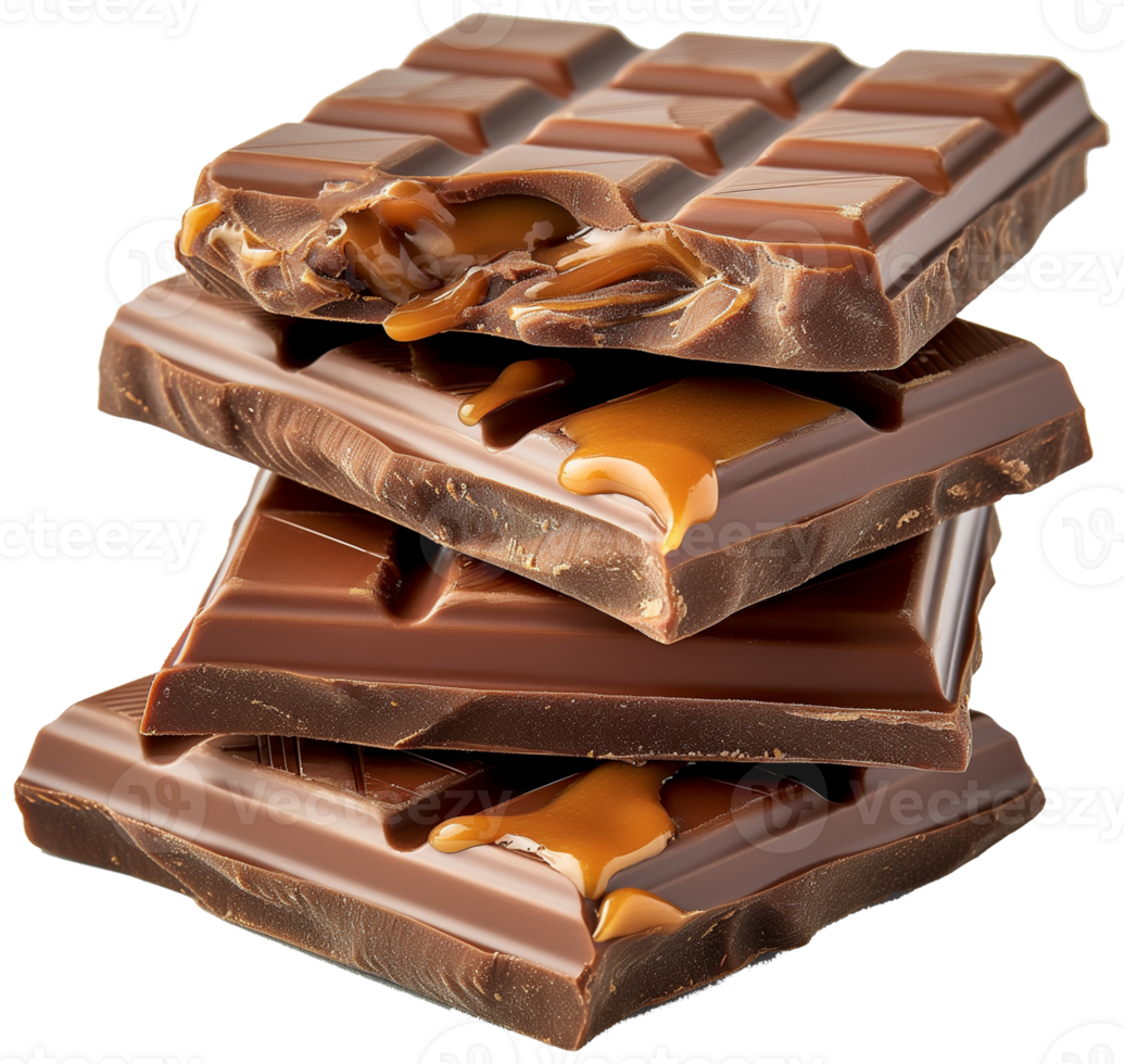 delicious chocolate bars with caramel - Chocolate isolated on a transparent background png