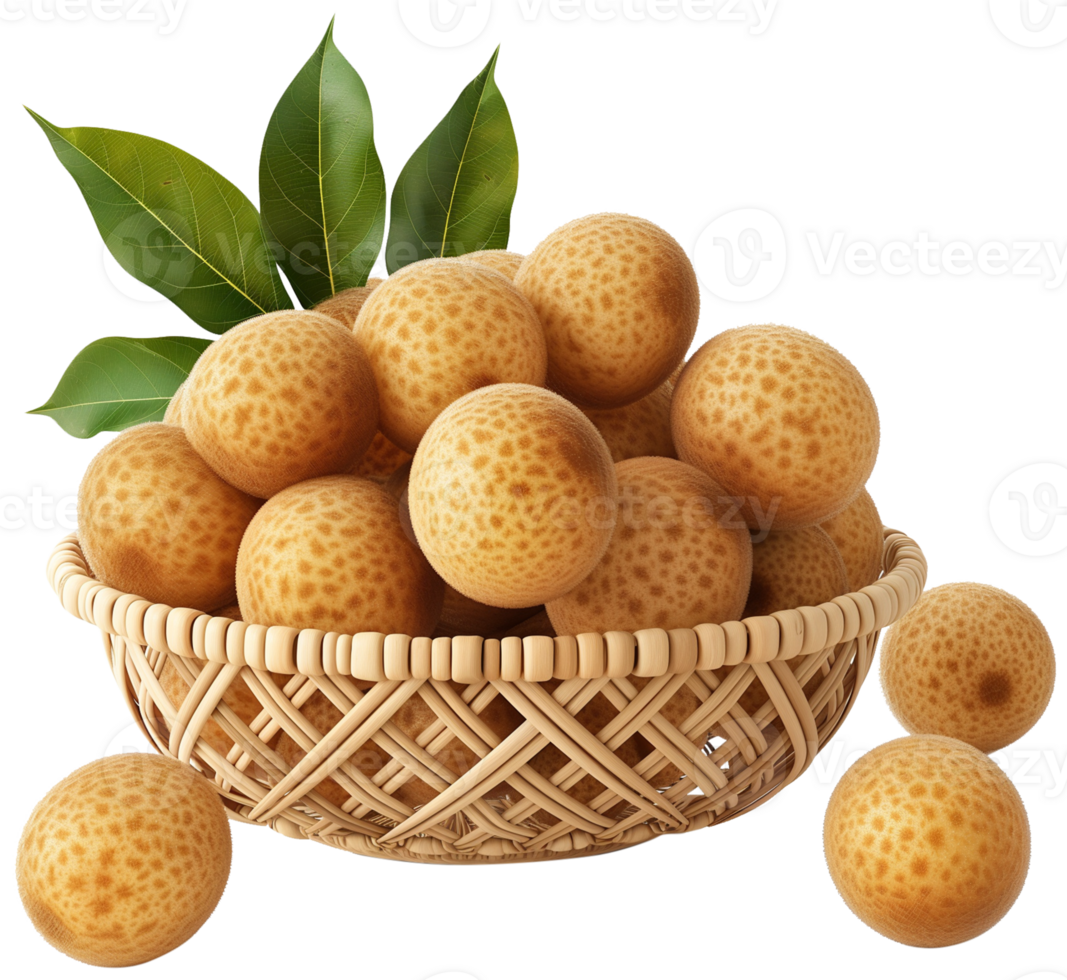 Dimocarpus longan illustration - bunch of Longan in a basket isolated on a transparent background png