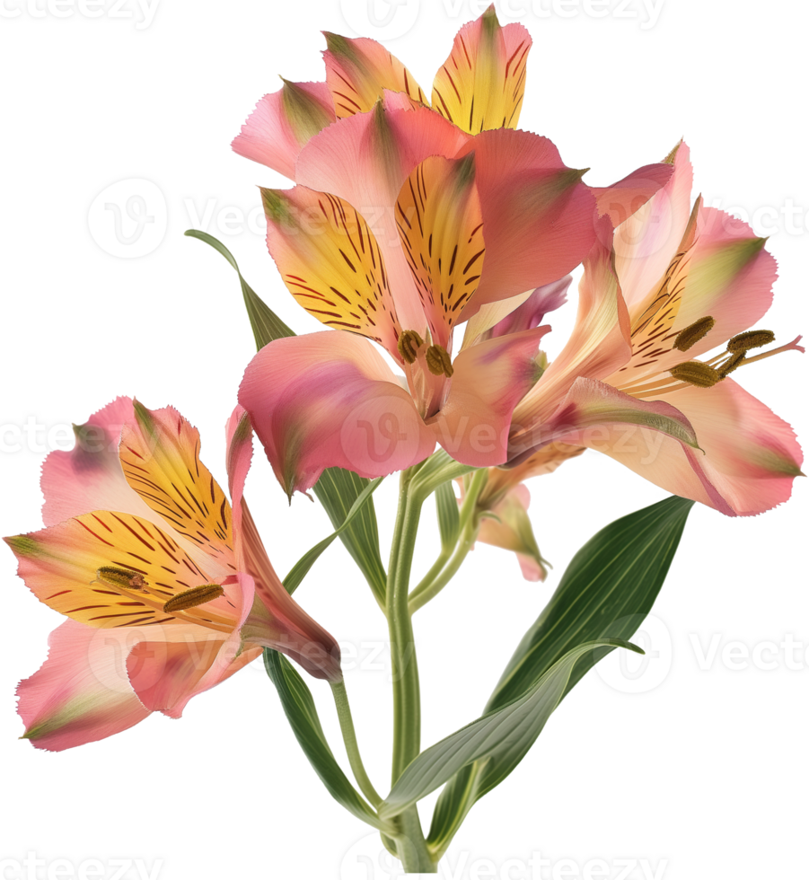 Lily of the Incas - Peruvian lily illustration - Alstroemeria Flower isolated on a transparent background png