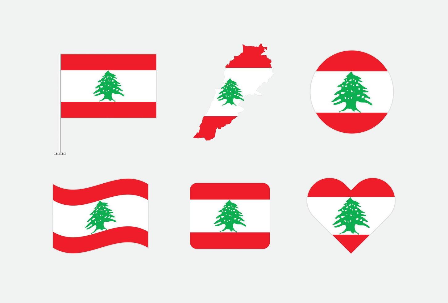 Lebanon flag. Set of Lebanon Flags Collection. vector