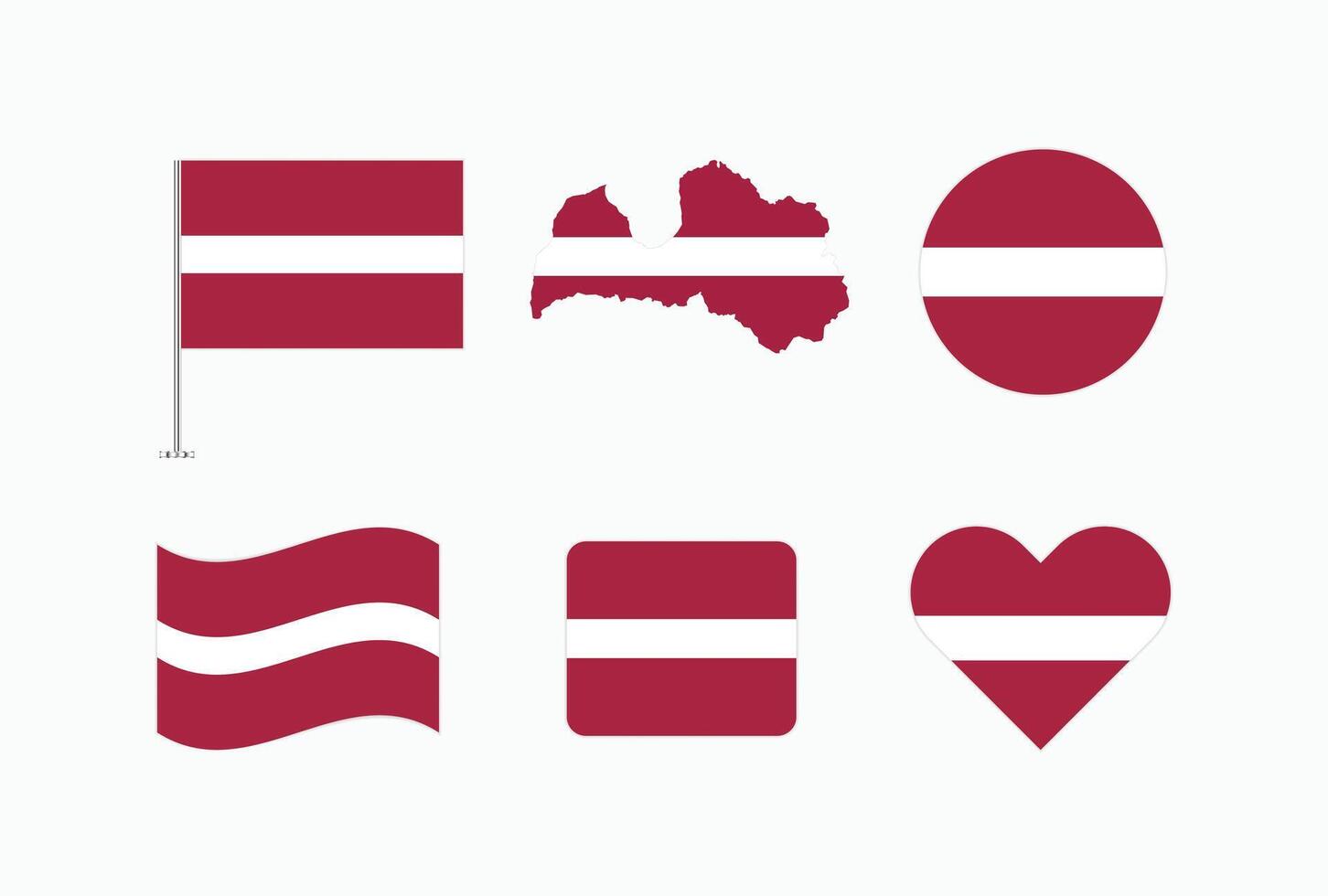 Latvia flag. Set of Latvia Flags Collection. vector