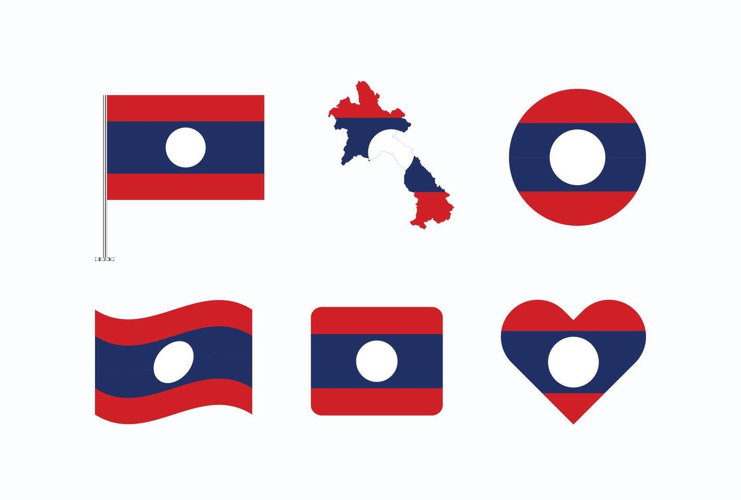 Laos flag. Set of Laos Flags Collection. vector