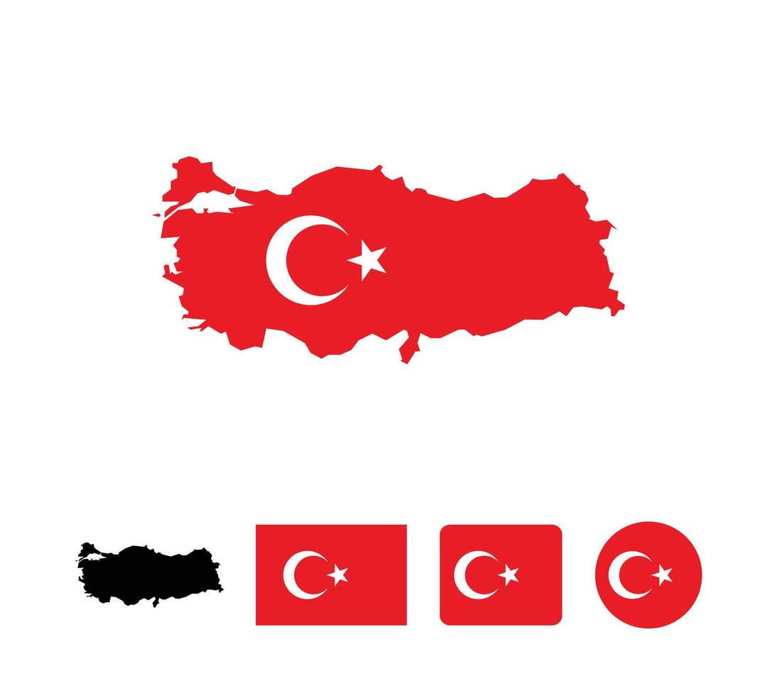 Turkey flag. Set of Turkey Flags Collection. vector