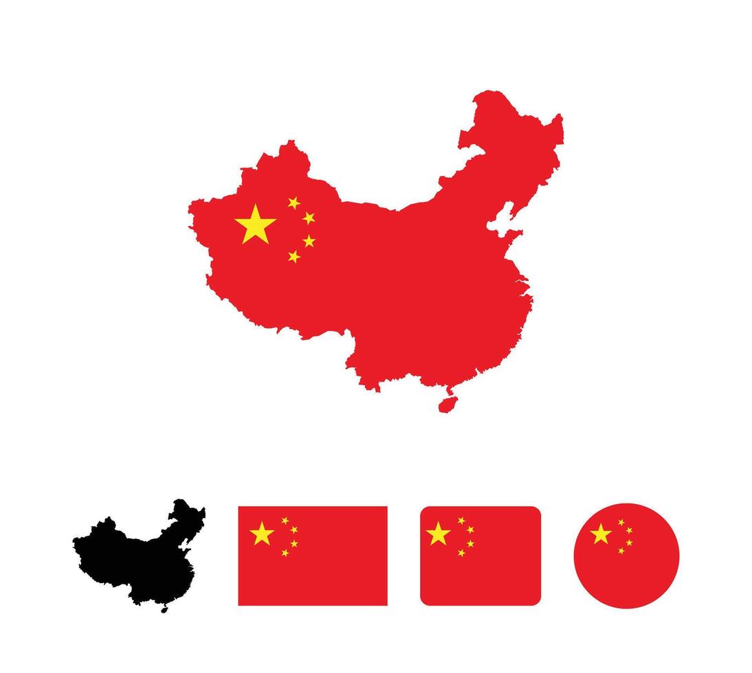 China flag. Set of China Flags Collection. vector