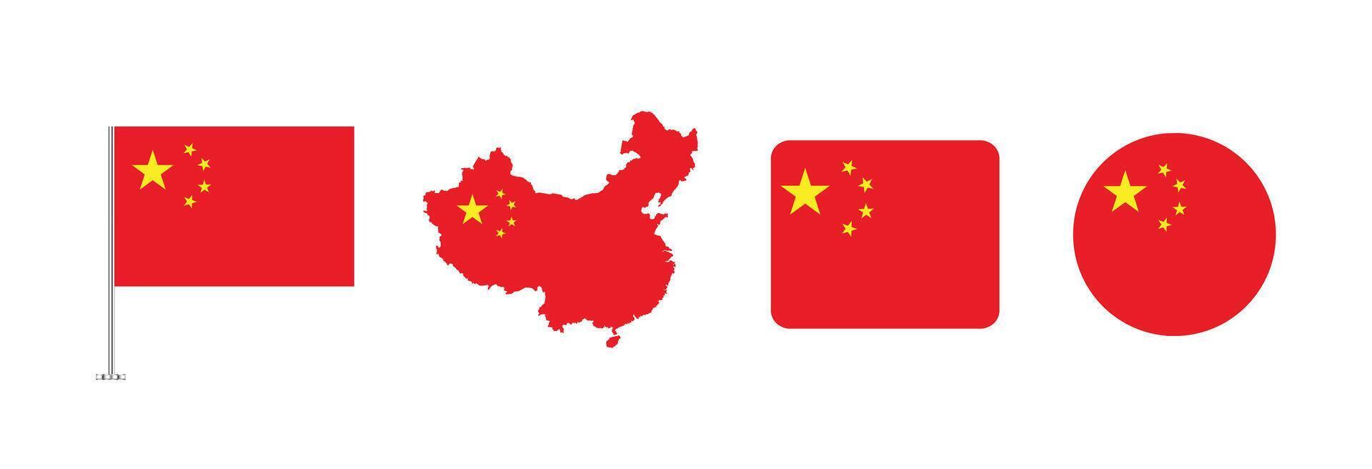 China flag. Set of China Flags Collection. vector