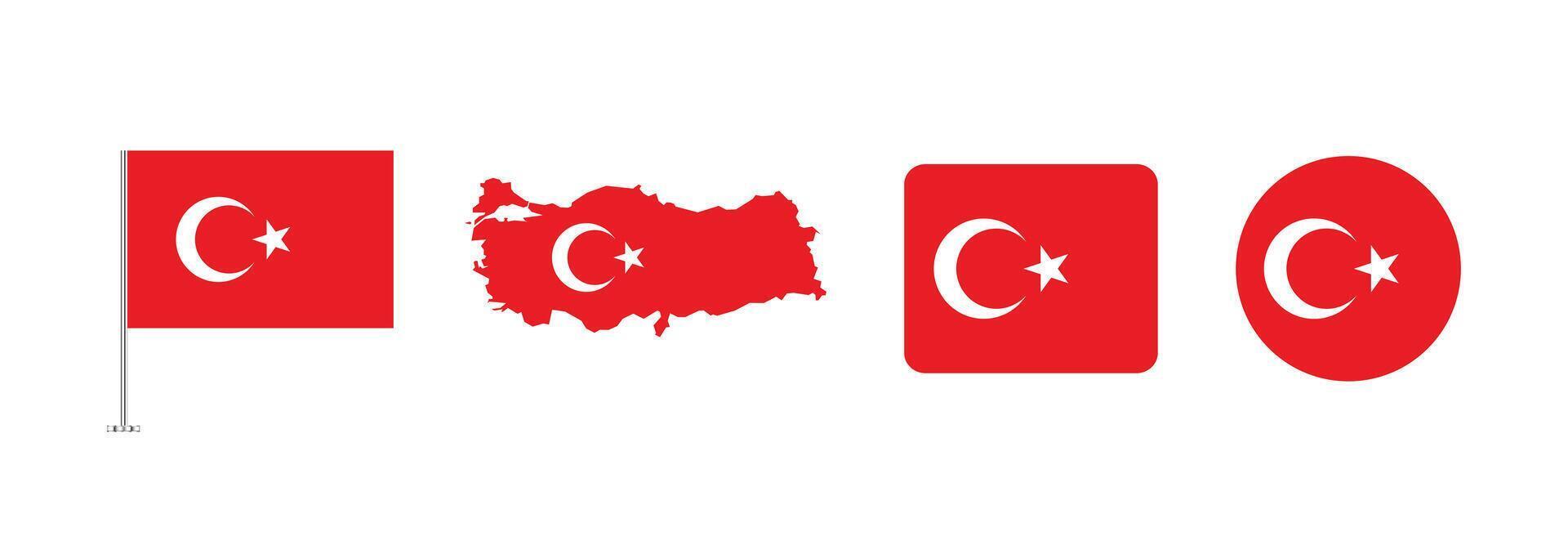 Turkey flag. Set of Turkey Flags Collection. vector