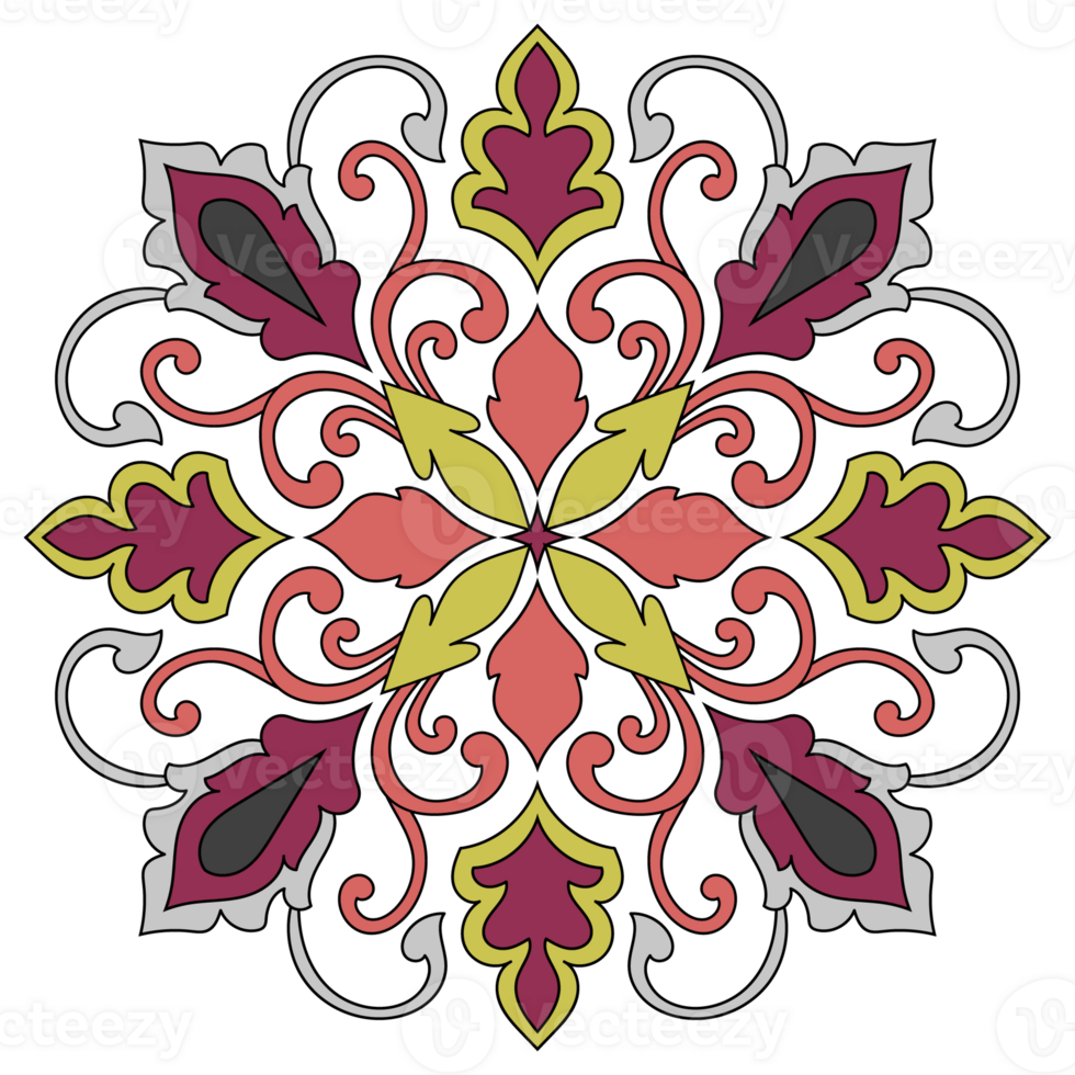 Mandala colorful abstract flowers Carpet elements and decorated with fabric patterns png