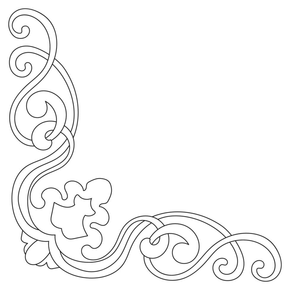 vintage black corner lines Ornate vintage design element with calligraphy swirls, wavy lines, ornate pattern. and paper rolls Frames and banners png