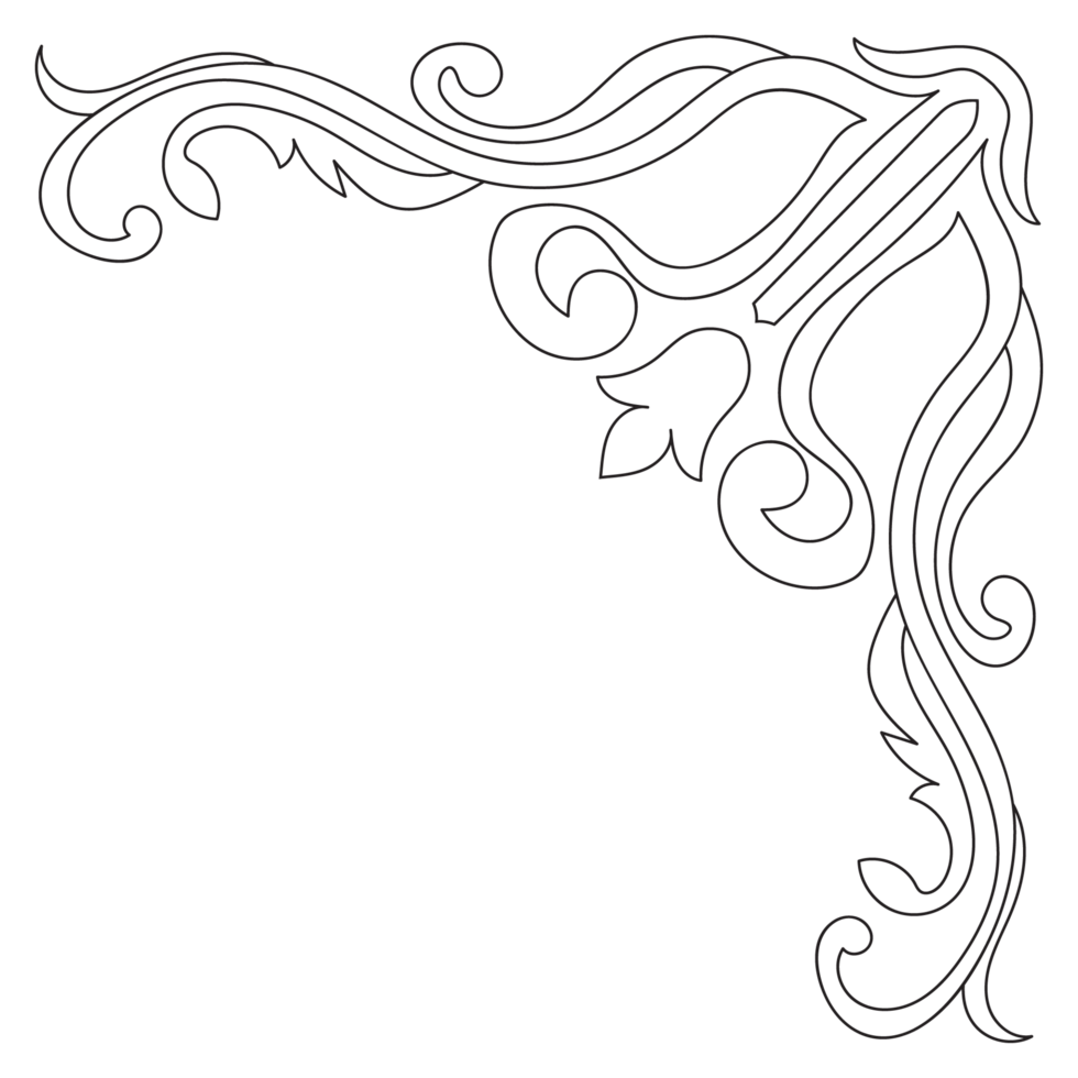 Clásico negro esquina líneas florido Clásico diseño elemento con caligrafía remolinos, ondulado líneas, florido modelo. y papel rollos marcos y pancartas png