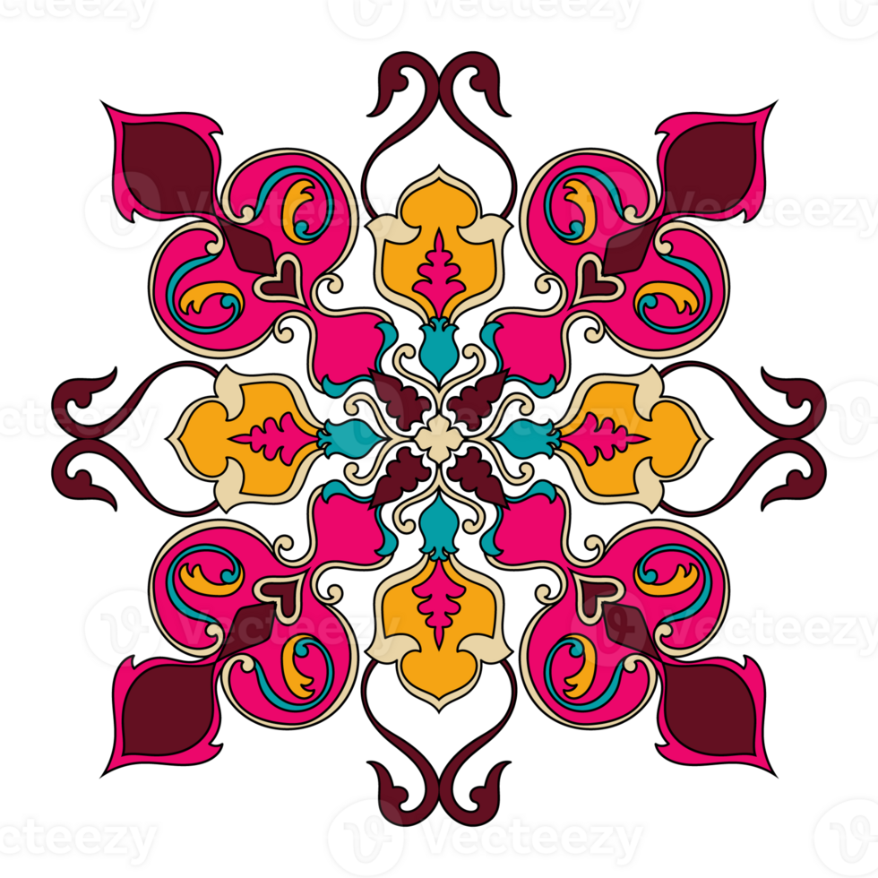 Mandala colorful abstract flowers Carpet elements and decorated with fabric patterns png
